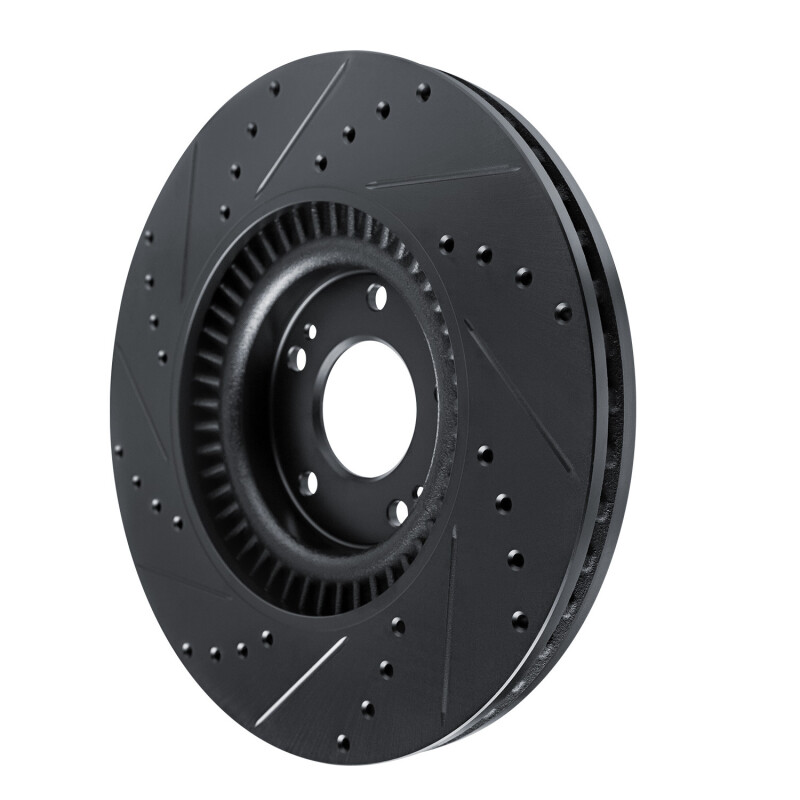 Hyundai Palisade Brake Rotor (1) - Front Right - R1 Concepts - Drilled & Slotted - Black - `20-`25